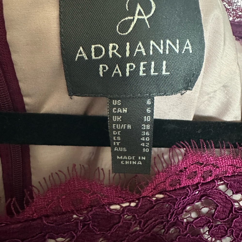Adrianna Papell Burgundy Midi Lace Dress - Picture 2 of 3